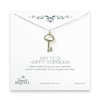 bridal key to a happy marriage key necklace, sterling silver - 18 inches