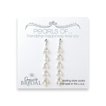 bridal dangling pearl sterling silver earrings