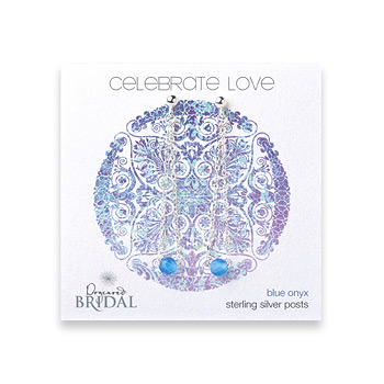bridal celebrate love sterling silver faceted blue onyx earrings