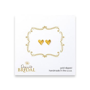bridal heart stud earrings, gold dipped