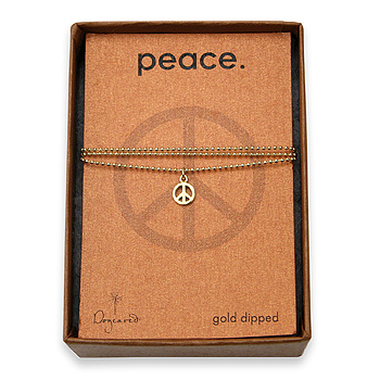 peace seed gold dipped necklace on tiny ball chain