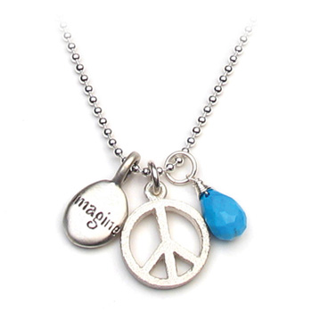 the imagine peace necklace