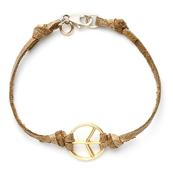 the gold dipped leather peace bracelet