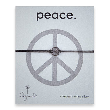 small peace bracelet charcoal on black irish linen