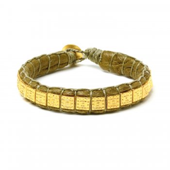 gifts+to+go+collection+gold+dipped+square+bead+%26+olive+leather+bracelet