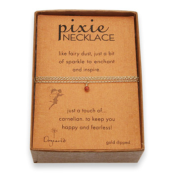 carnelian pixie necklace, gold dipped