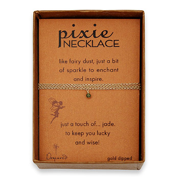 jade pixie necklace, gold dipped