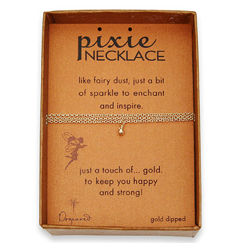 gold pixie necklace, gold dipped