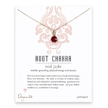 gold dipped root chakra red jade necklace