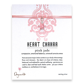 heart chakra pink jade necklace on pink thread