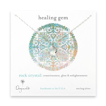 healing gem briolette rock crystal necklace, sterling silver