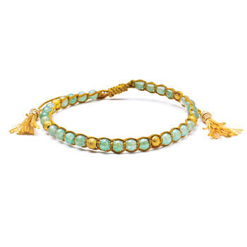 aventurine healing gem bracelet with gold dipped stardust beads and tassel
