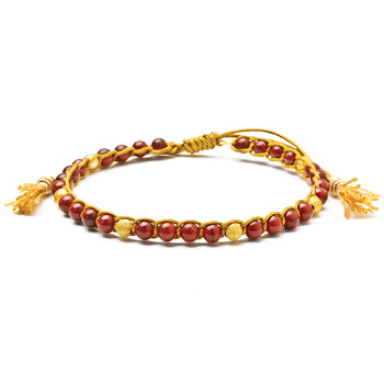 red+jasper+healing+gem+bracelet+with+gold+dipped+stardust+beads+and+tassel