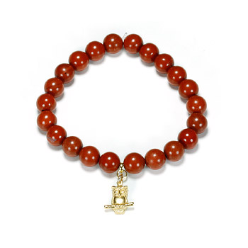 red jasper small goddess bracelet with large owl