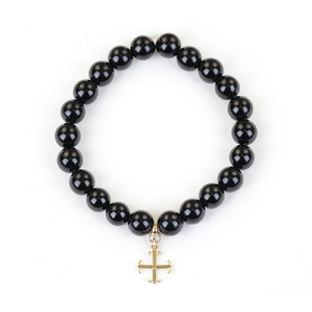 onyx small goddess bracelet with english cross