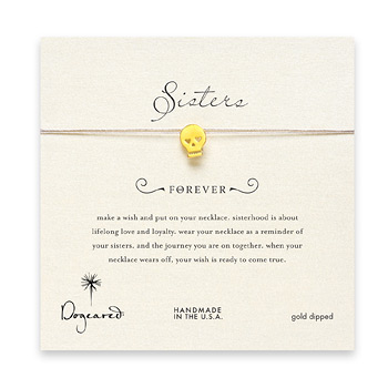 sorority+sisters+forever+make+a+wish+necklace+with+gold+dipped+skull+on+taupe+thread