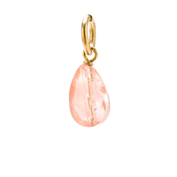 cherry quartz teardrop gem, gold dipped