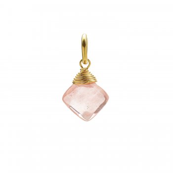 cherry quartz gem faceted diamond cut, gold dipped