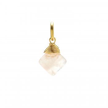 rose quartz gem faceted diamond cut, gold dipped