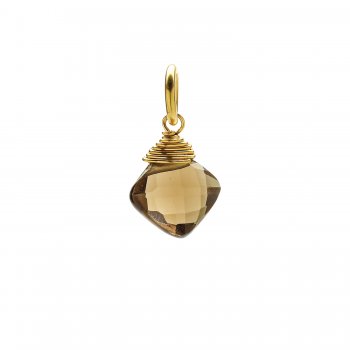 smoky+quartz+gem+faceted+diamond+cut%2C+gold+dipped