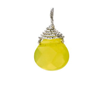 olive quartz briolette gem, sterling silver