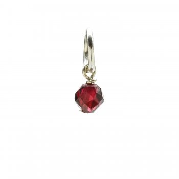 garnet round faceted gem, sterling silver
