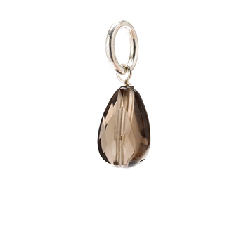 smokey quartz teardrop gem, sterling silver