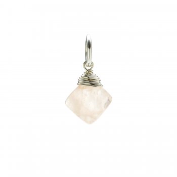 rose quartz gem faceted diamond cut, sterling silver