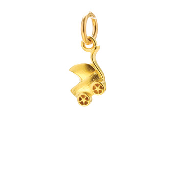 baby carriage charm, gold dipped