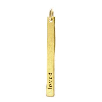 "loved" stick charm, gold dipped