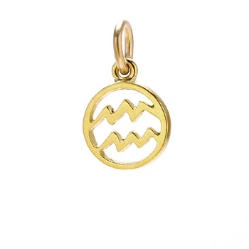 zodiac "aquarius" charm, gold dipped