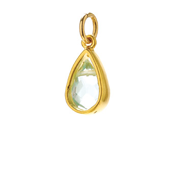 blue quartz pendant gem, gold dipped