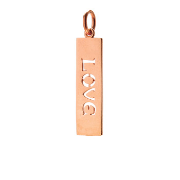 "love" word charm, rose gold dipped