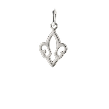 open fleur de lis charm, sterling silver