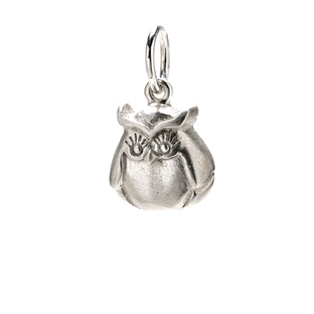 owl charm, sterling silver