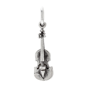 violin charm, sterling silver