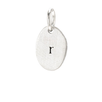 "R" charm, sterling silver