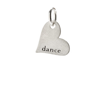 "dance" heart charm, sterling silver
