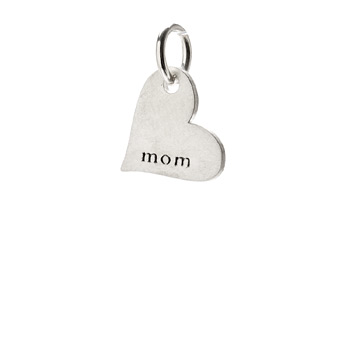 "mom" heart charm, sterling silver