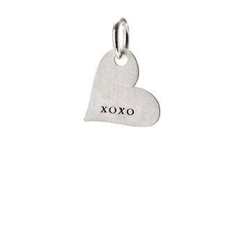 "xoxo" heart charm, sterling silver