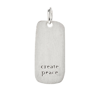 "create peace" charm, sterling silver