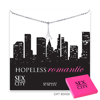 sex and the city hopeless romantic sterling silver eiffel tower necklace : Dogeared Jewels and Gifts :  charm gift box eiffel tower silver chain