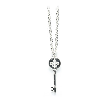 unlocked hope silver fleur di lis key necklace - 36 inch