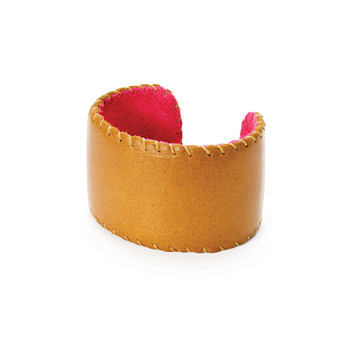 limited edition jewel box leather tobacco and fuchsia cuff