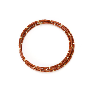 limited edition jewel box memory rust and gold bead bracelet
