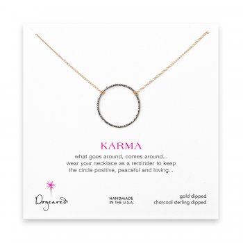 medium sparkle karma necklace, charcoal sterling silver on gold chain