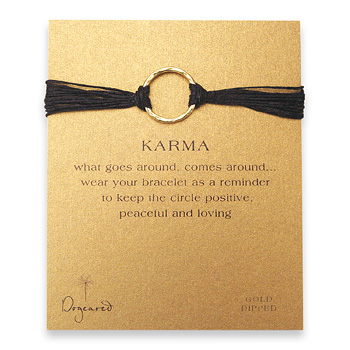 large karma bracelet gold dipped on navy irish linen