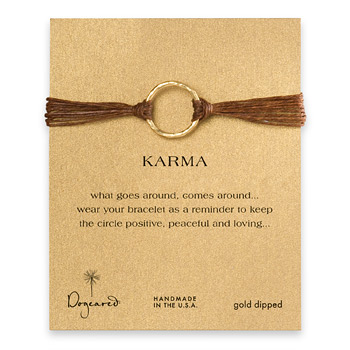 large karma bracelet gold dipped on tobacco irish linen