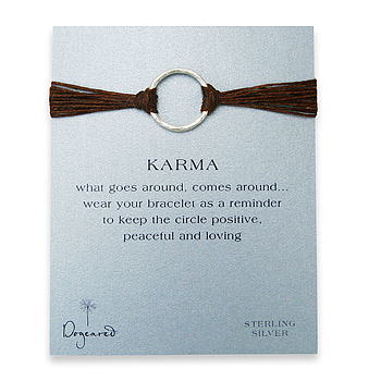 large karma bracelet sterling silver on tobacco irish linen