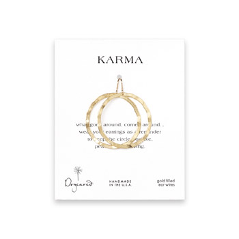 karma textured hoop earrings, gold dipped